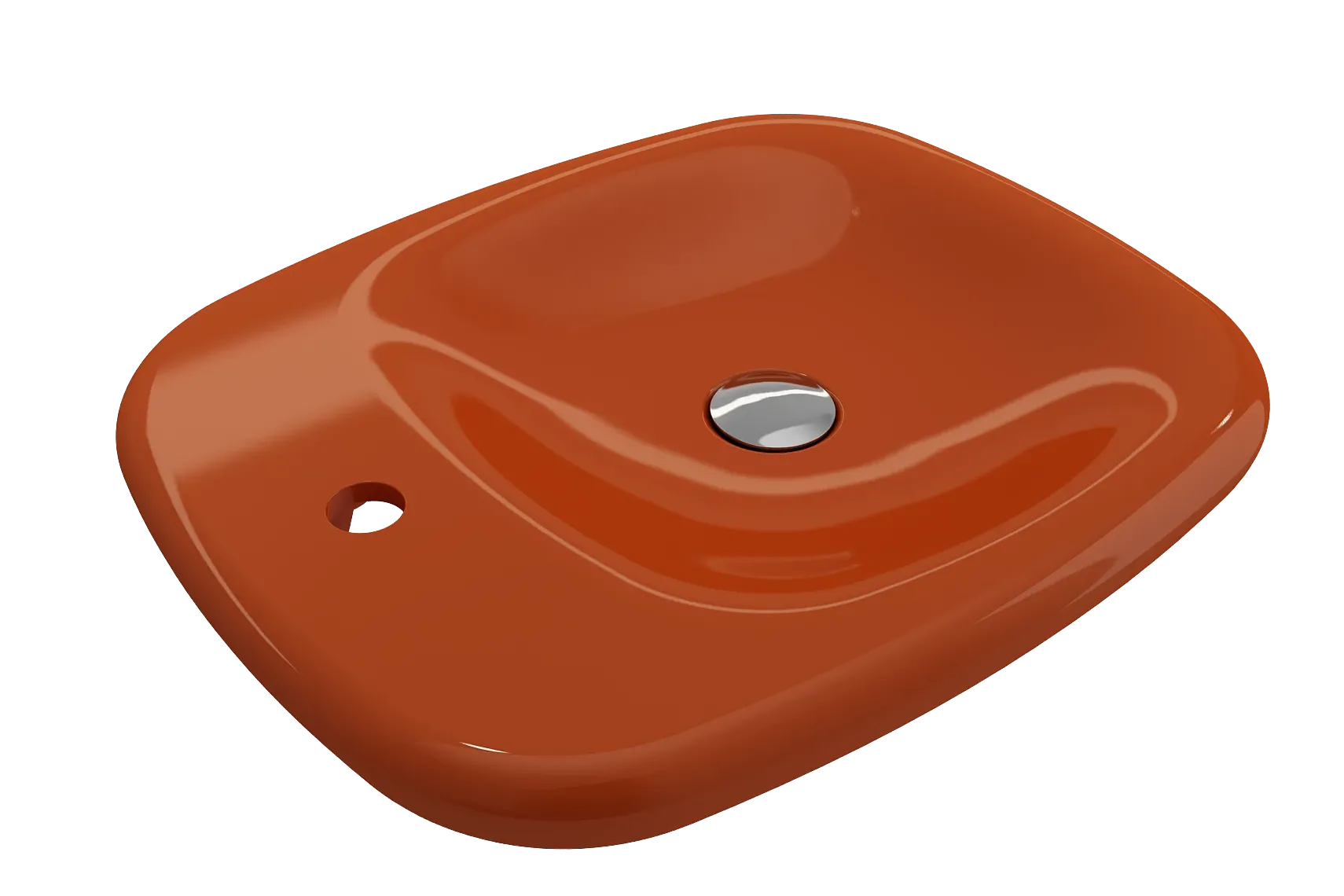 BOCCHI Fenice 22" Rectangle Vessel Fireclay Bathroom Sink, Orange, Single Faucet Hole, 1489-012-0126