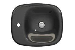 BOCCHI Fenice 22" Rectangle Vessel Fireclay Bathroom Sink, Black, Single Faucet Hole, 1489-005-0126