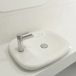 BOCCHI Fenice 22" Rectangle Vessel Fireclay Bathroom Sink, White, Single Faucet Hole, 1489-001-0126