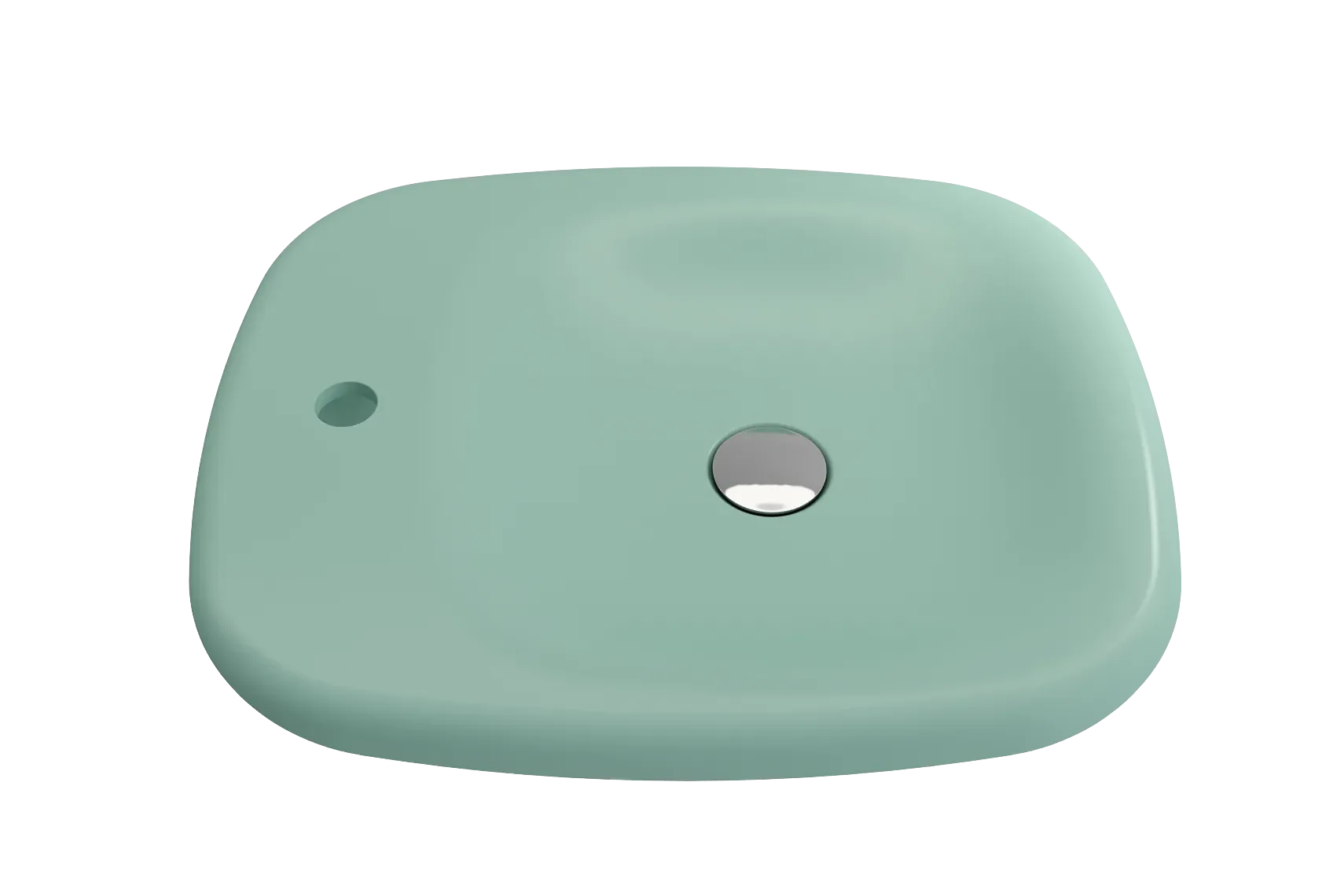 BOCCHI Fenice 22" Rectangle Vessel Fireclay Bathroom Sink, Matte Mint Green, Single Faucet Hole, 1489-033-0126