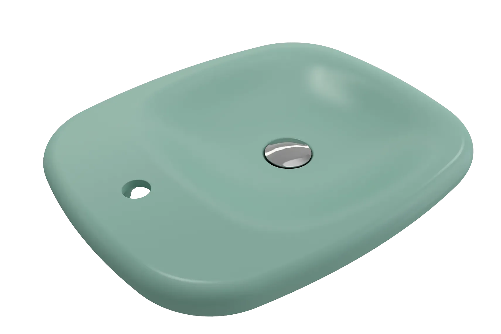 BOCCHI Fenice 22" Rectangle Vessel Fireclay Bathroom Sink, Matte Mint Green, Single Faucet Hole, 1489-033-0126