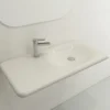 BOCCHI Fenice 36" Rectangle Wallmount Fireclay Bathroom Sink, Biscuit, Single Faucet Hole, 1490-014-0126