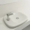 BOCCHI Fenice 22" Rectangle Vessel Fireclay Bathroom Sink, Matte White, Single Faucet Hole, 1489-002-0126