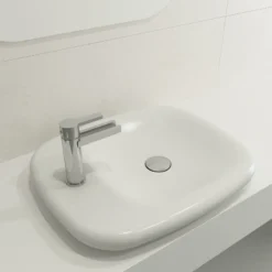 BOCCHI Fenice 22" Rectangle Vessel Fireclay Bathroom Sink, Matte White, Single Faucet Hole, 1489-002-0126
