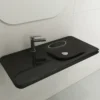 BOCCHI Fenice 36" Rectangle Wallmount Fireclay Bathroom Sink, Black, Single Faucet Hole, 1490-005-0126