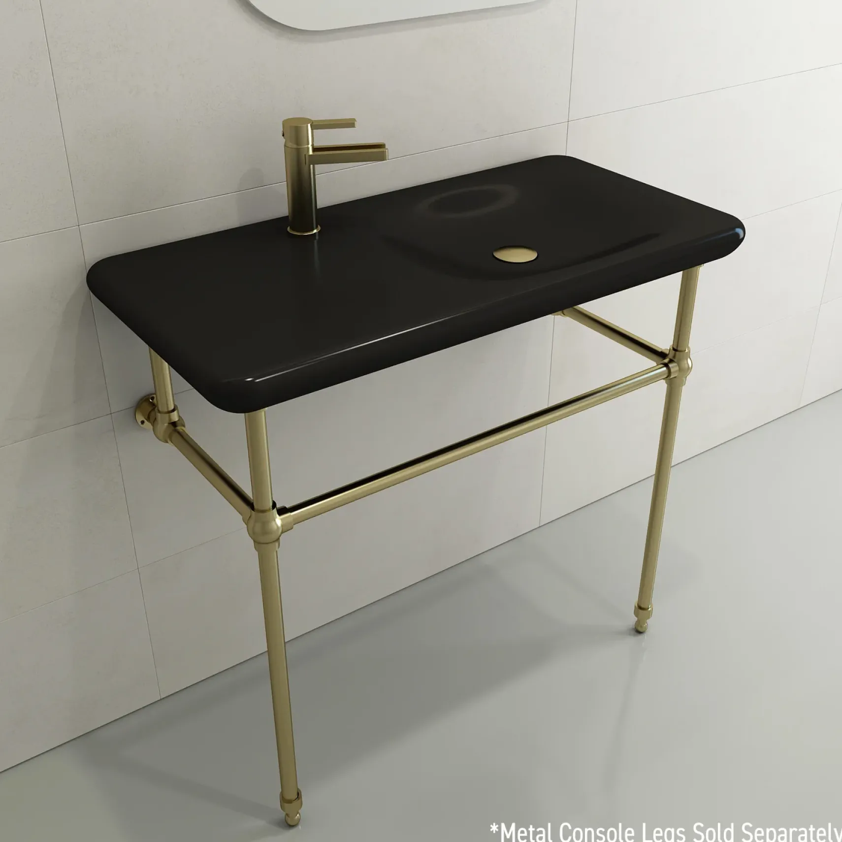 BOCCHI Fenice 36" Rectangle Wallmount Fireclay Bathroom Sink, Matte Black, Single Faucet Hole, 1490-004-0126