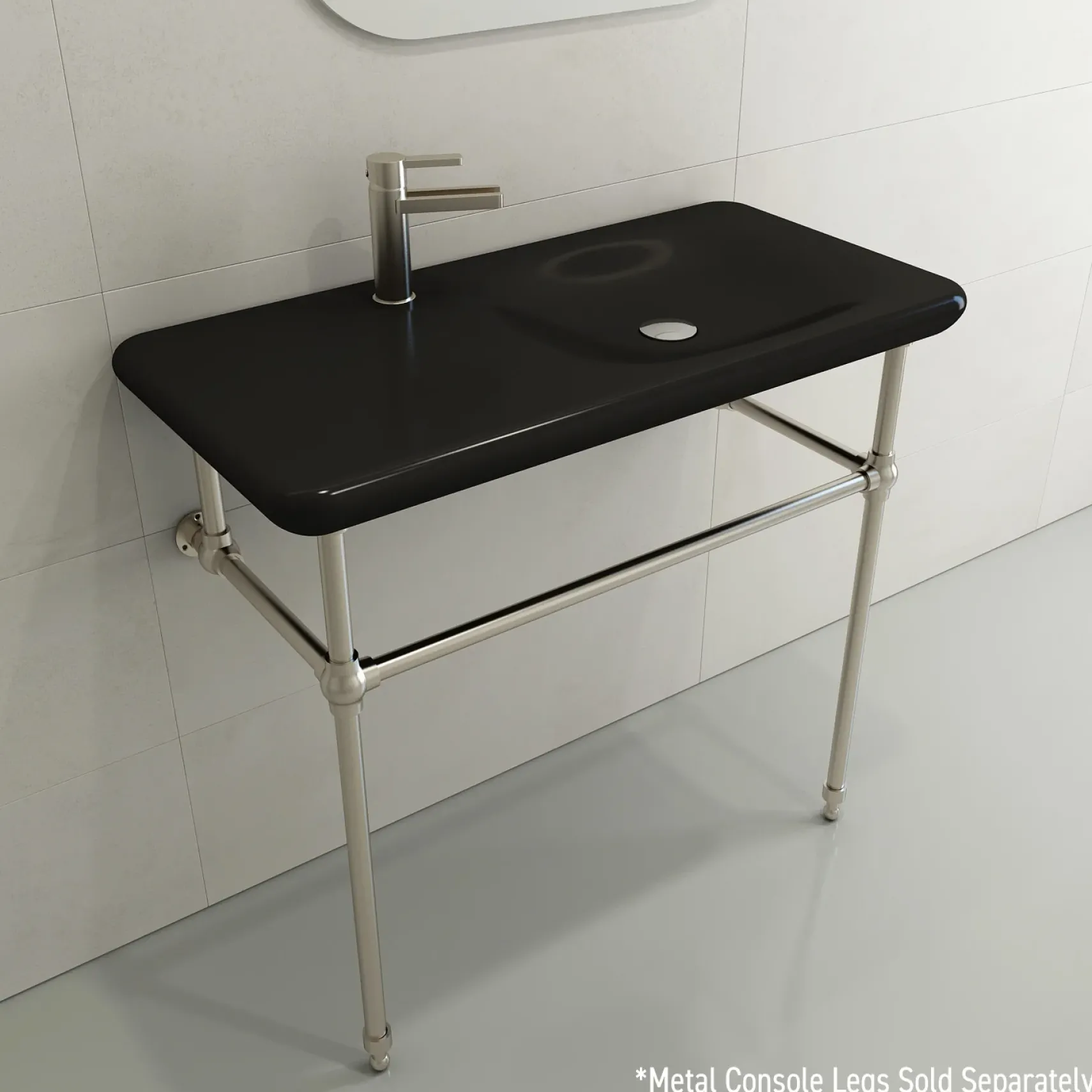 BOCCHI Fenice 36" Rectangle Wallmount Fireclay Bathroom Sink, Matte Black, Single Faucet Hole, 1490-004-0126