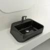 BOCCHI Firenze 20" Rectangle Vessel Fireclay Bathroom Sink, Black, Single Faucet Hole, 1074-005-0126