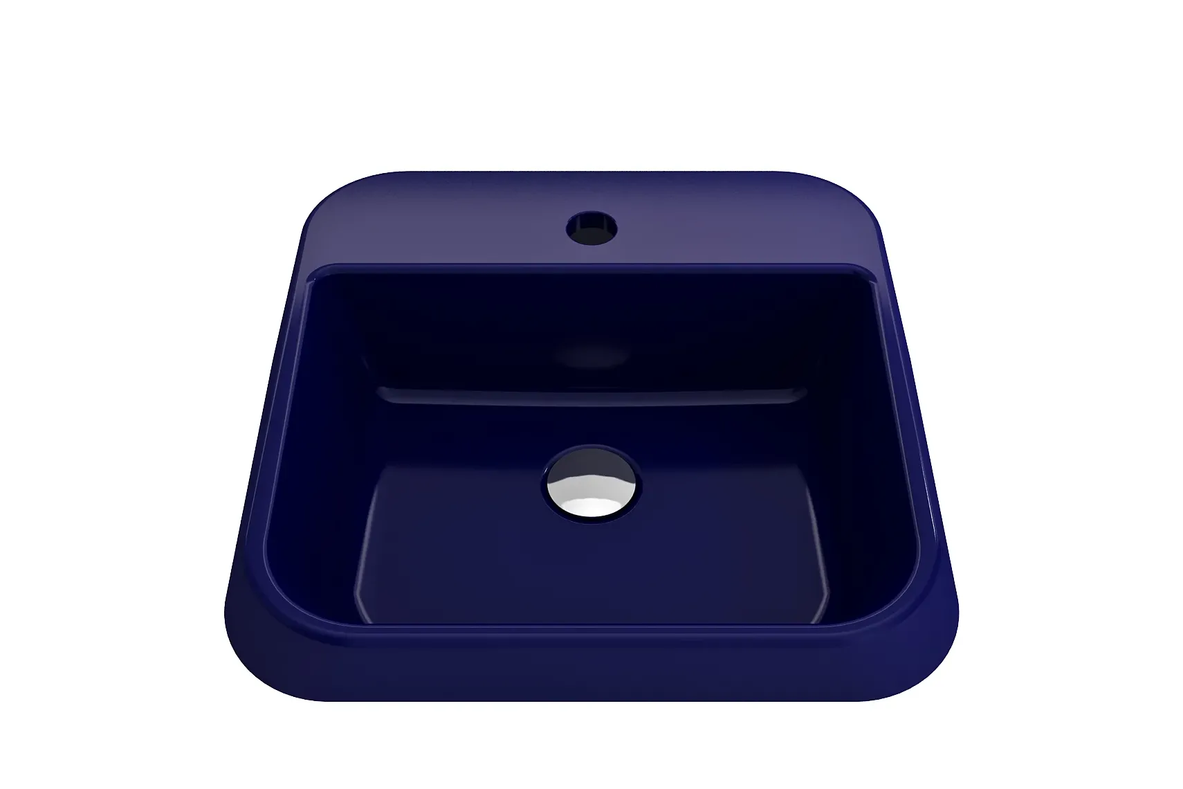 BOCCHI Firenze 20" Rectangle Vessel Fireclay Bathroom Sink, Sapphire Blue, Single Faucet Hole, 1074-010-0126