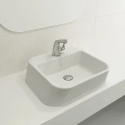 BOCCHI Firenze 20" Rectangle Vessel Fireclay Bathroom Sink, Matte White, Single Faucet Hole, 1074-002-0126