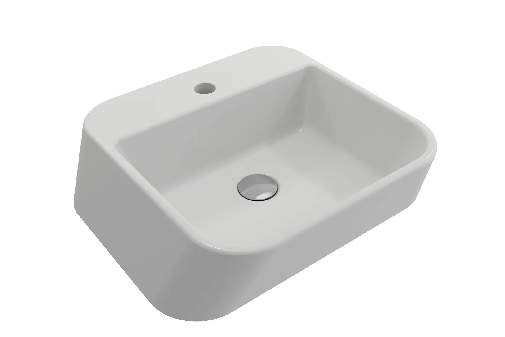 BOCCHI Firenze 20" Rectangle Vessel Fireclay Bathroom Sink, Matte White, Single Faucet Hole, 1074-002-0126