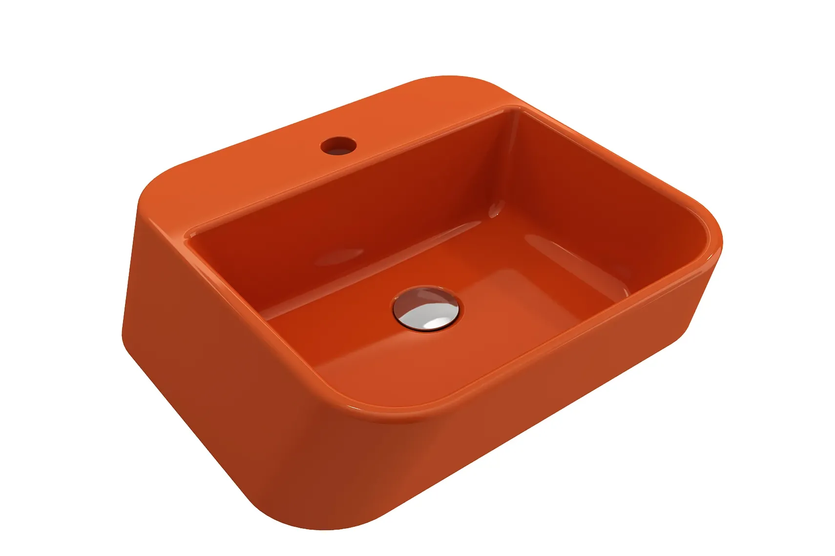 BOCCHI Firenze 20" Rectangle Vessel Fireclay Bathroom Sink, Orange, Single Faucet Hole, 1074-012-0126