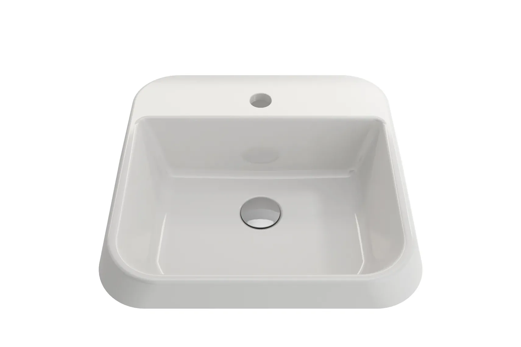 BOCCHI Firenze 20" Rectangle Vessel Fireclay Bathroom Sink, White, Single Faucet Hole, 1074-001-0126