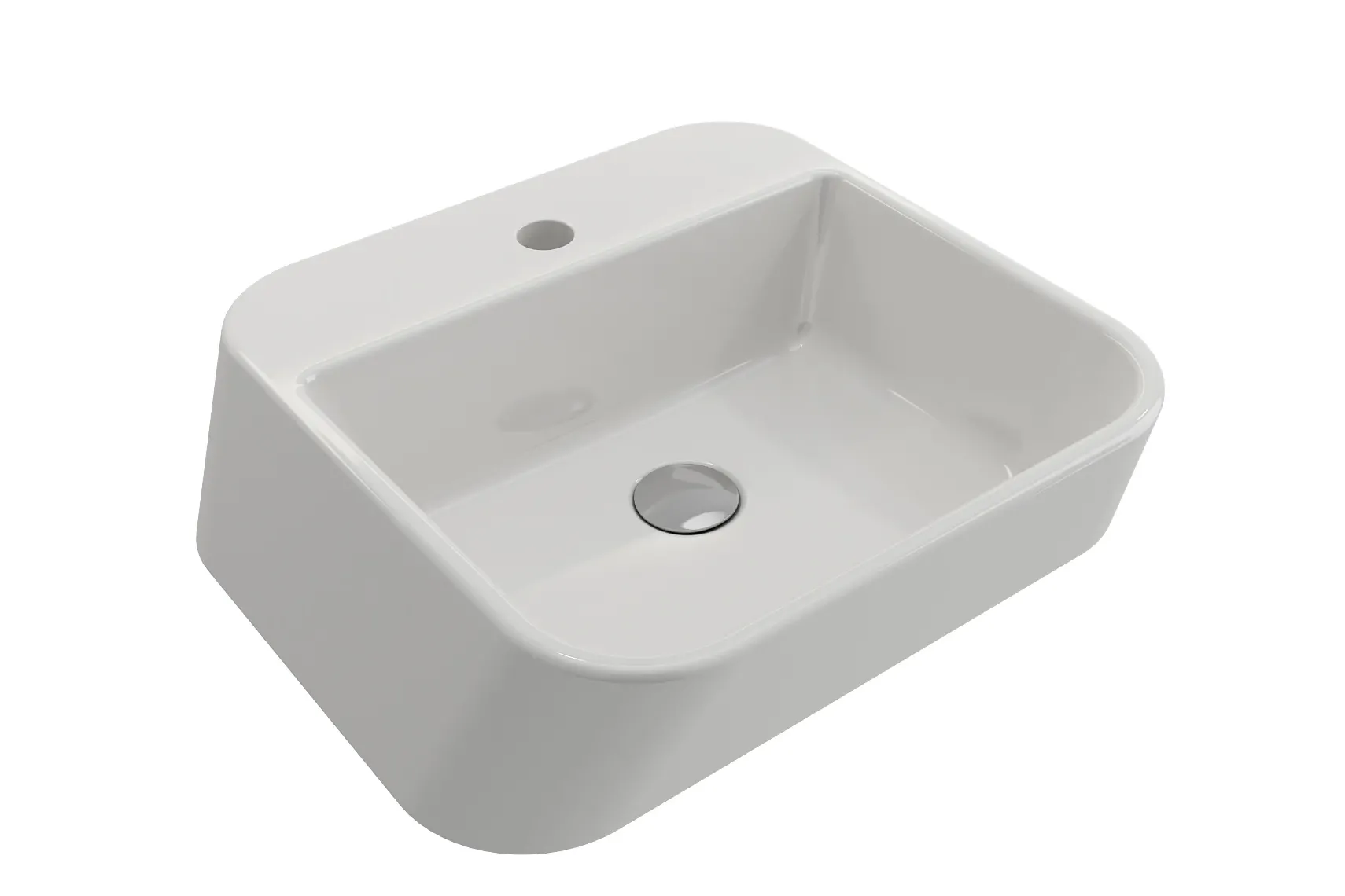 BOCCHI Firenze 20" Rectangle Vessel Fireclay Bathroom Sink, White, Single Faucet Hole, 1074-001-0126