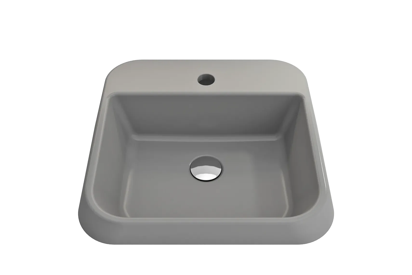 BOCCHI Firenze 20" Rectangle Vessel Fireclay Bathroom Sink, Matte Gray, Single Faucet Hole, 1074-006-0126