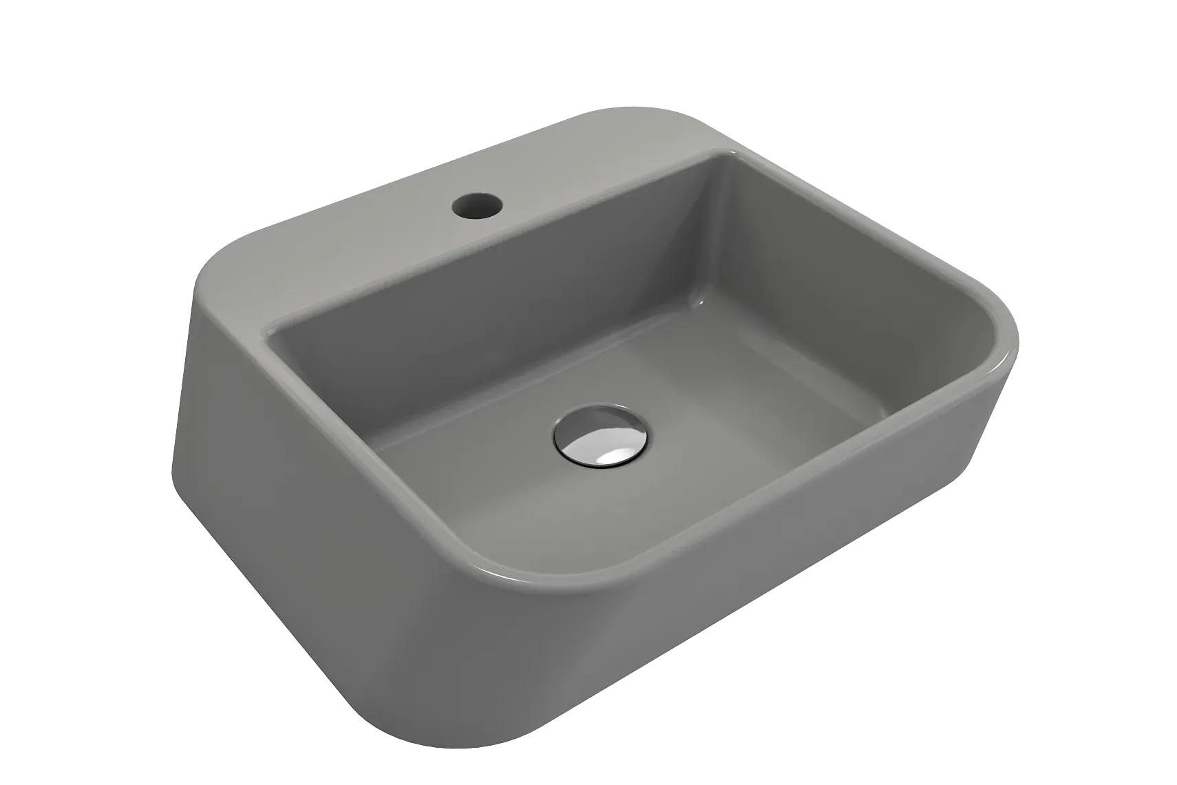 BOCCHI Firenze 20" Rectangle Vessel Fireclay Bathroom Sink, Matte Gray, Single Faucet Hole, 1074-006-0126