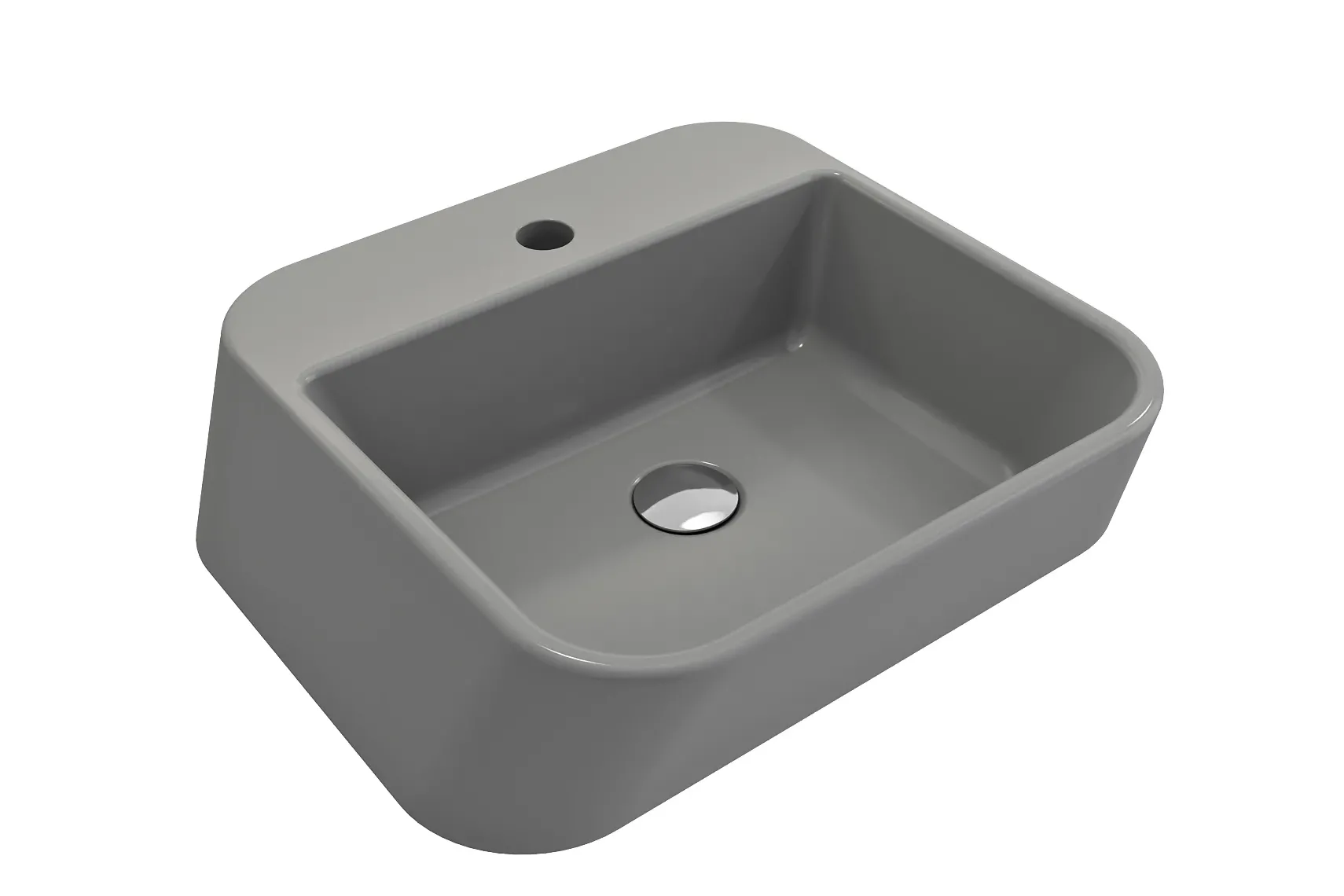 BOCCHI Firenze 20" Rectangle Vessel Fireclay Bathroom Sink, Matte Gray, Single Faucet Hole, 1074-006-0126