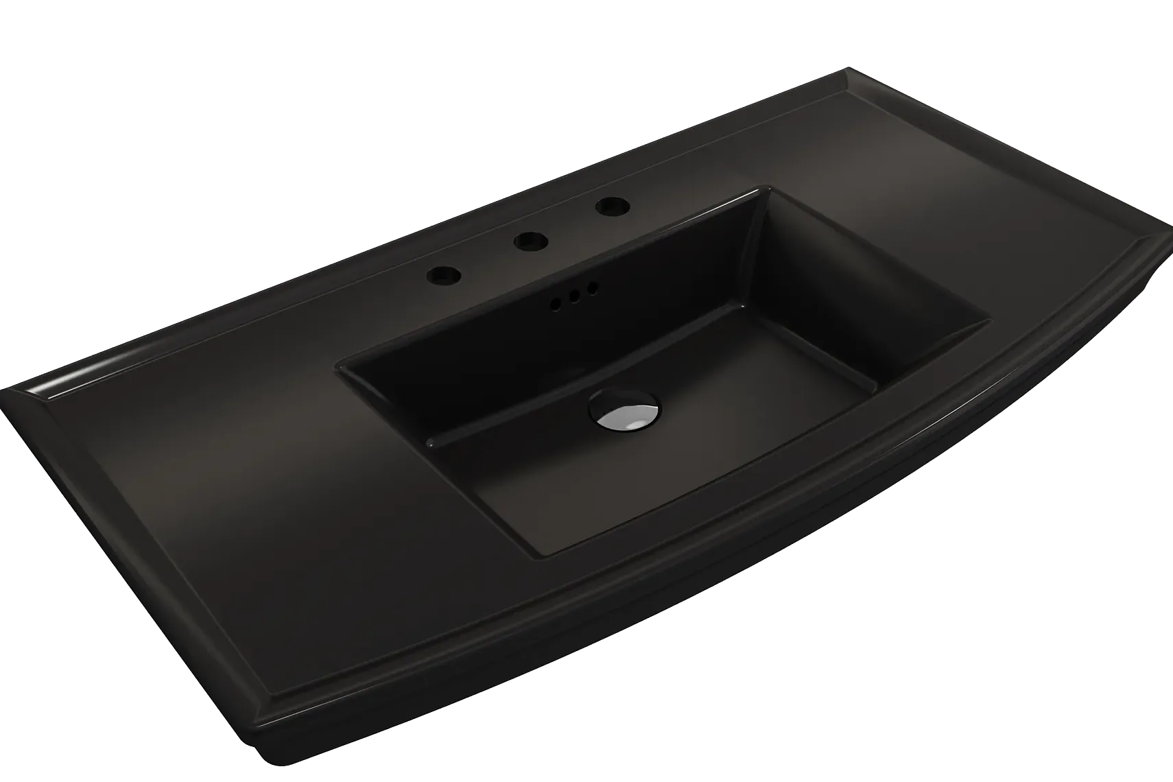 BOCCHI Lavita 40" Rectangle Wallmount Fireclay Bathroom Sink, Matte Black, 3 Faucet Hole, 1168-004-0127