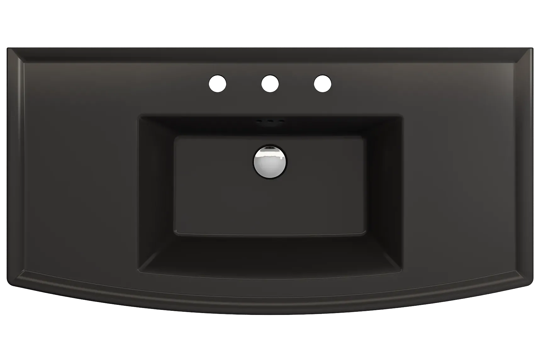 BOCCHI Lavita 40" Rectangle Wallmount Fireclay Bathroom Sink, Matte Black, 3 Faucet Hole, 1168-004-0127