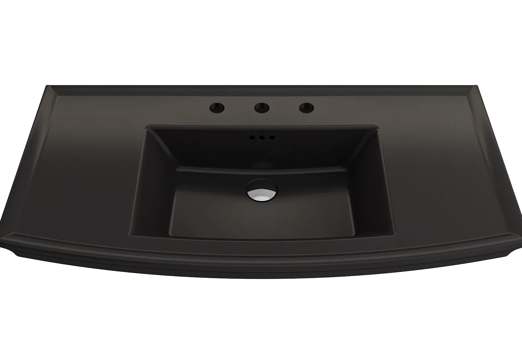 BOCCHI Lavita 40" Rectangle Wallmount Fireclay Bathroom Sink, Matte Black, 3 Faucet Hole, 1168-004-0127