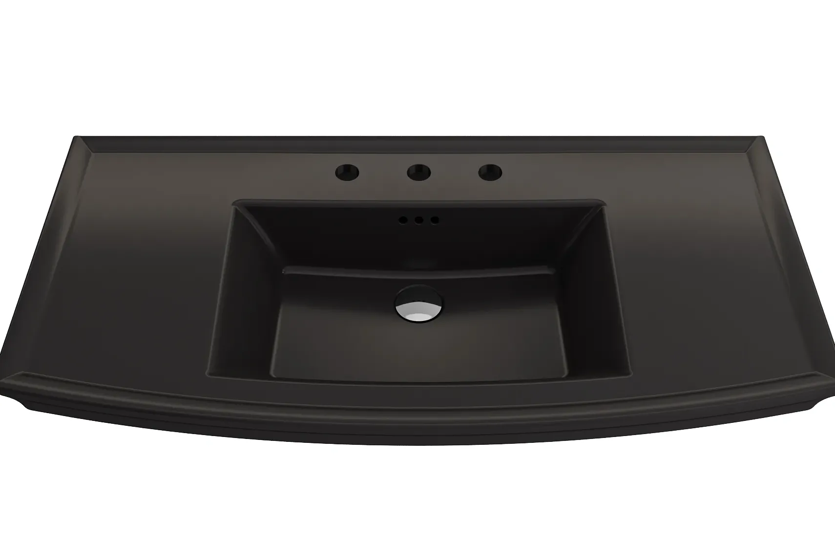 BOCCHI Lavita 40" Rectangle Wallmount Fireclay Bathroom Sink, Matte Black, 3 Faucet Hole, 1168-004-0127