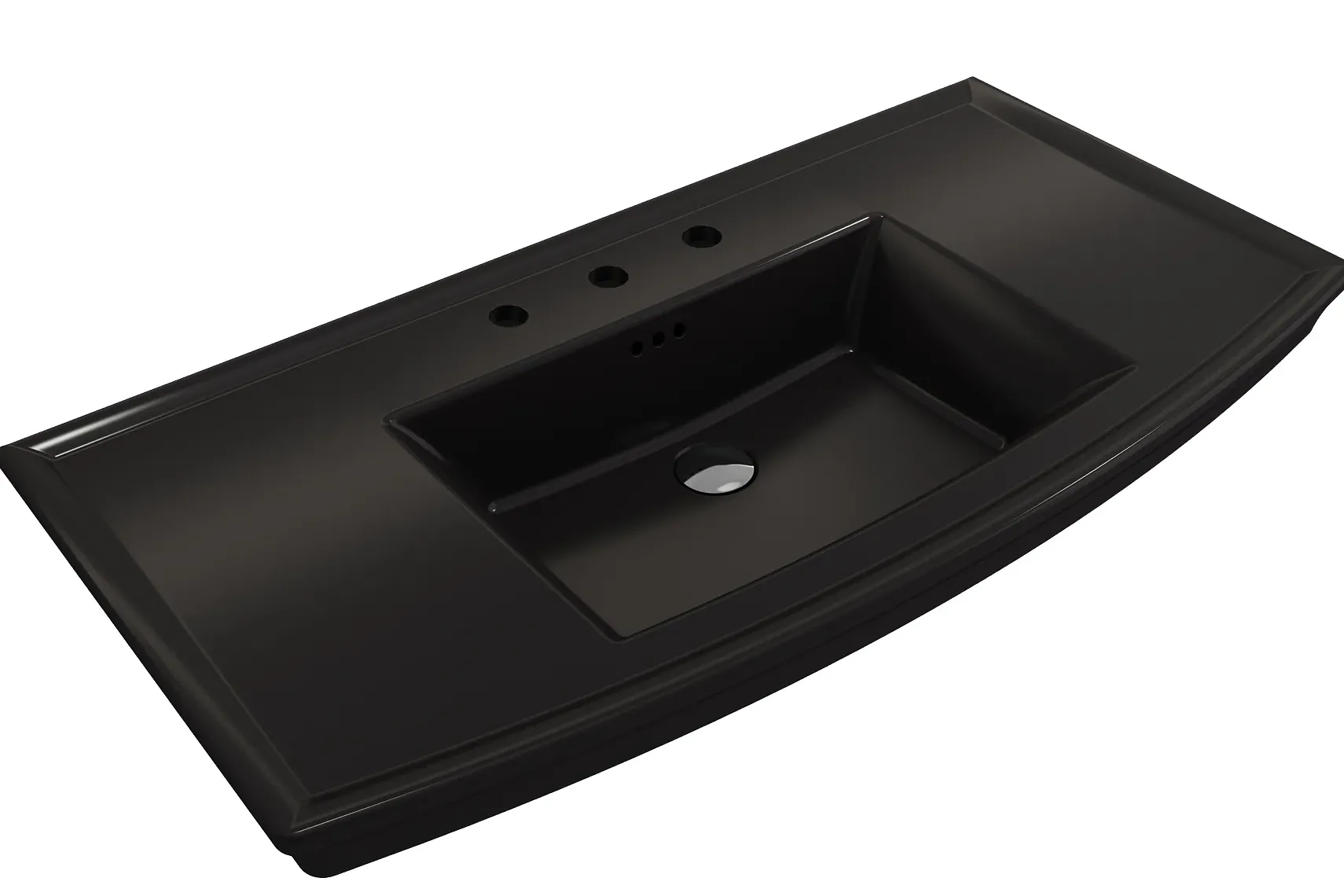 BOCCHI Lavita 40" Rectangle Wallmount Fireclay Bathroom Sink, Matte Black, 3 Faucet Hole, 1168-004-0127