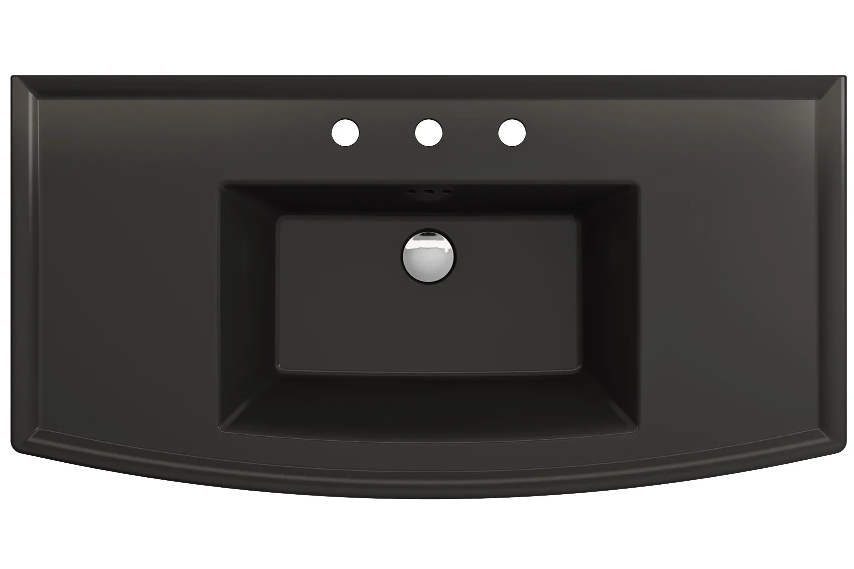 BOCCHI Lavita 40" Rectangle Wallmount Fireclay Bathroom Sink, Matte Black, 3 Faucet Hole, 1168-004-0127