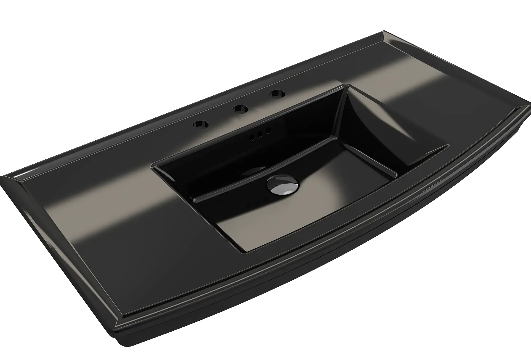 BOCCHI Lavita 40" Rectangle Wallmount Fireclay Bathroom Sink, Black, 3 Faucet Hole, 1168-005-0127