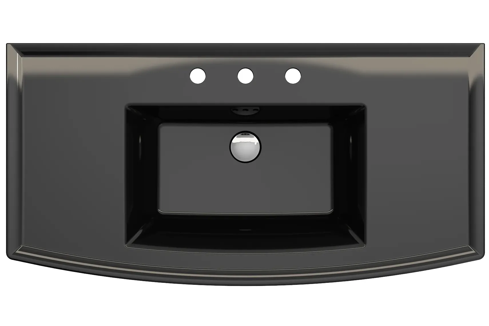 BOCCHI Lavita 40" Rectangle Wallmount Fireclay Bathroom Sink, Black, 3 Faucet Hole, 1168-005-0127
