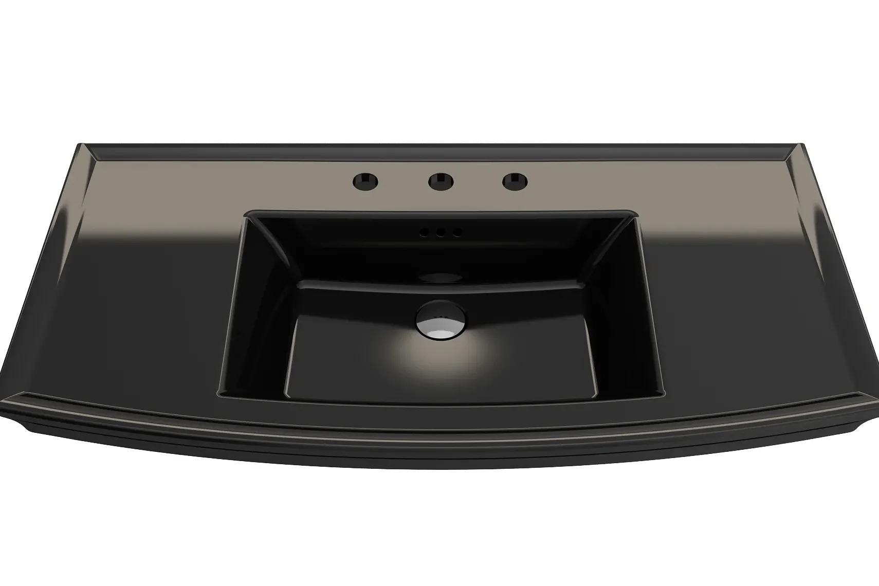 BOCCHI Lavita 40" Rectangle Wallmount Fireclay Bathroom Sink, Black, 3 Faucet Hole, 1168-005-0127
