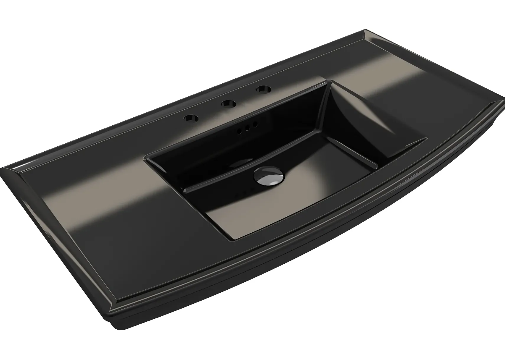 BOCCHI Lavita 40" Rectangle Wallmount Fireclay Bathroom Sink, Black, 3 Faucet Hole, 1168-005-0127