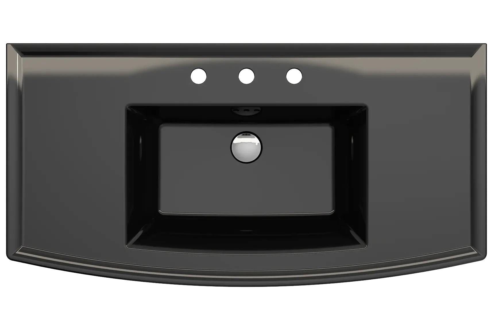 BOCCHI Lavita 40" Rectangle Wallmount Fireclay Bathroom Sink, Black, 3 Faucet Hole, 1168-005-0127