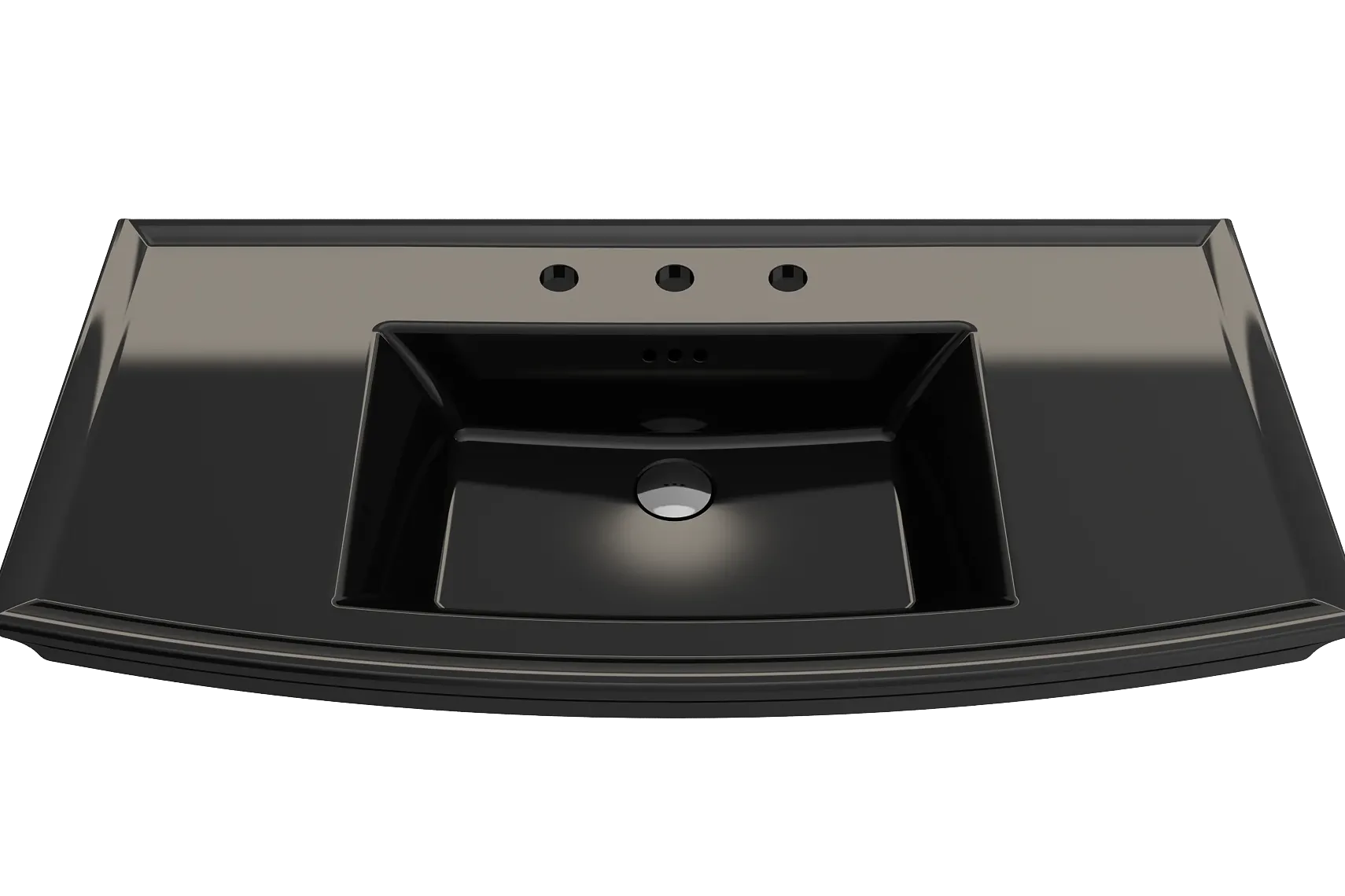 BOCCHI Lavita 40" Rectangle Wallmount Fireclay Bathroom Sink, Black, 3 Faucet Hole, 1168-005-0127