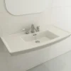 BOCCHI Lavita 40" Rectangle Wallmount Fireclay Bathroom Sink, Biscuit, 3 Faucet Hole, 1168-014-0127