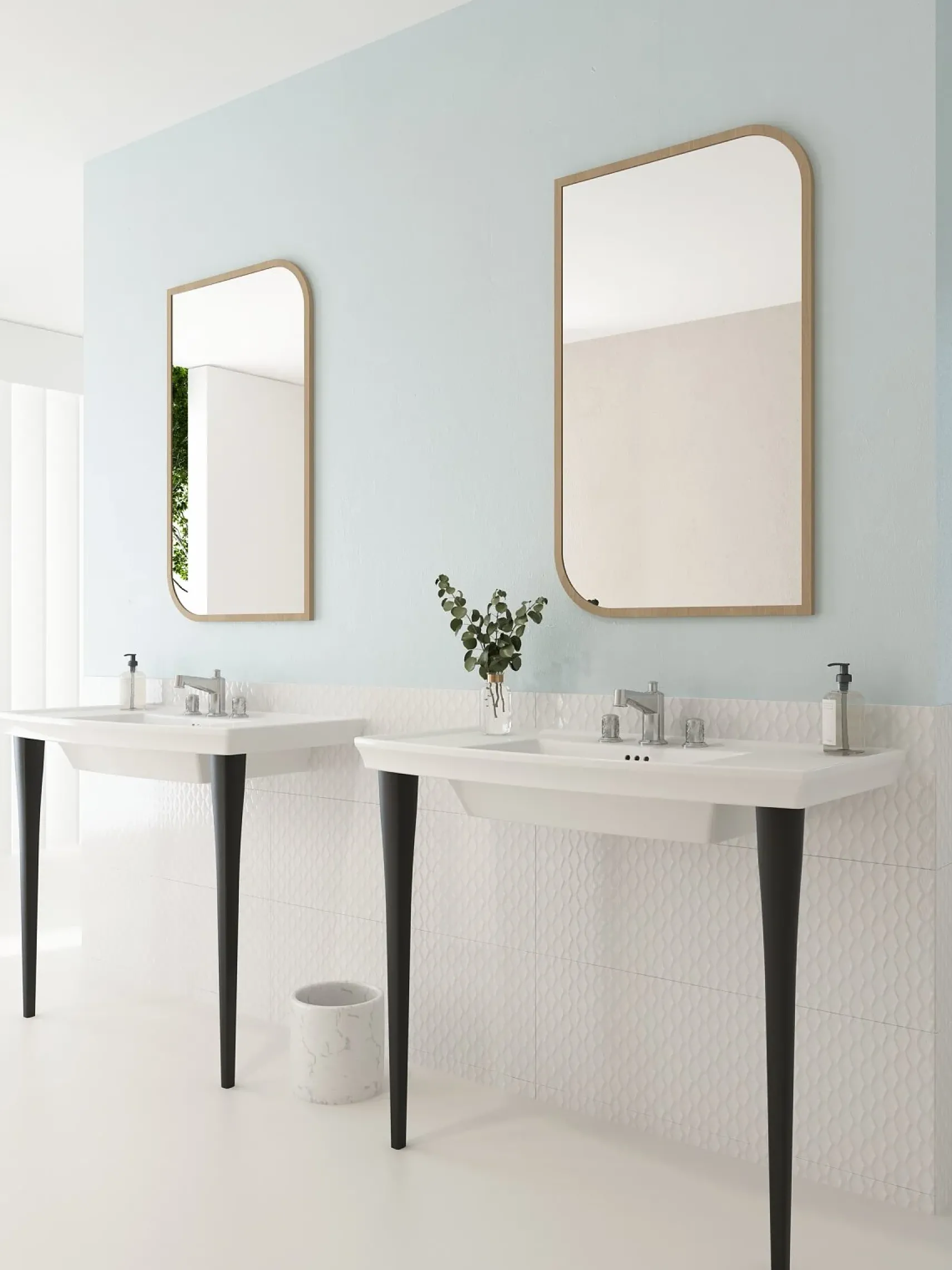 BOCCHI Lavita 40" Rectangle Wallmount Fireclay Bathroom Sink, Biscuit, 3 Faucet Hole, 1168-014-0127
