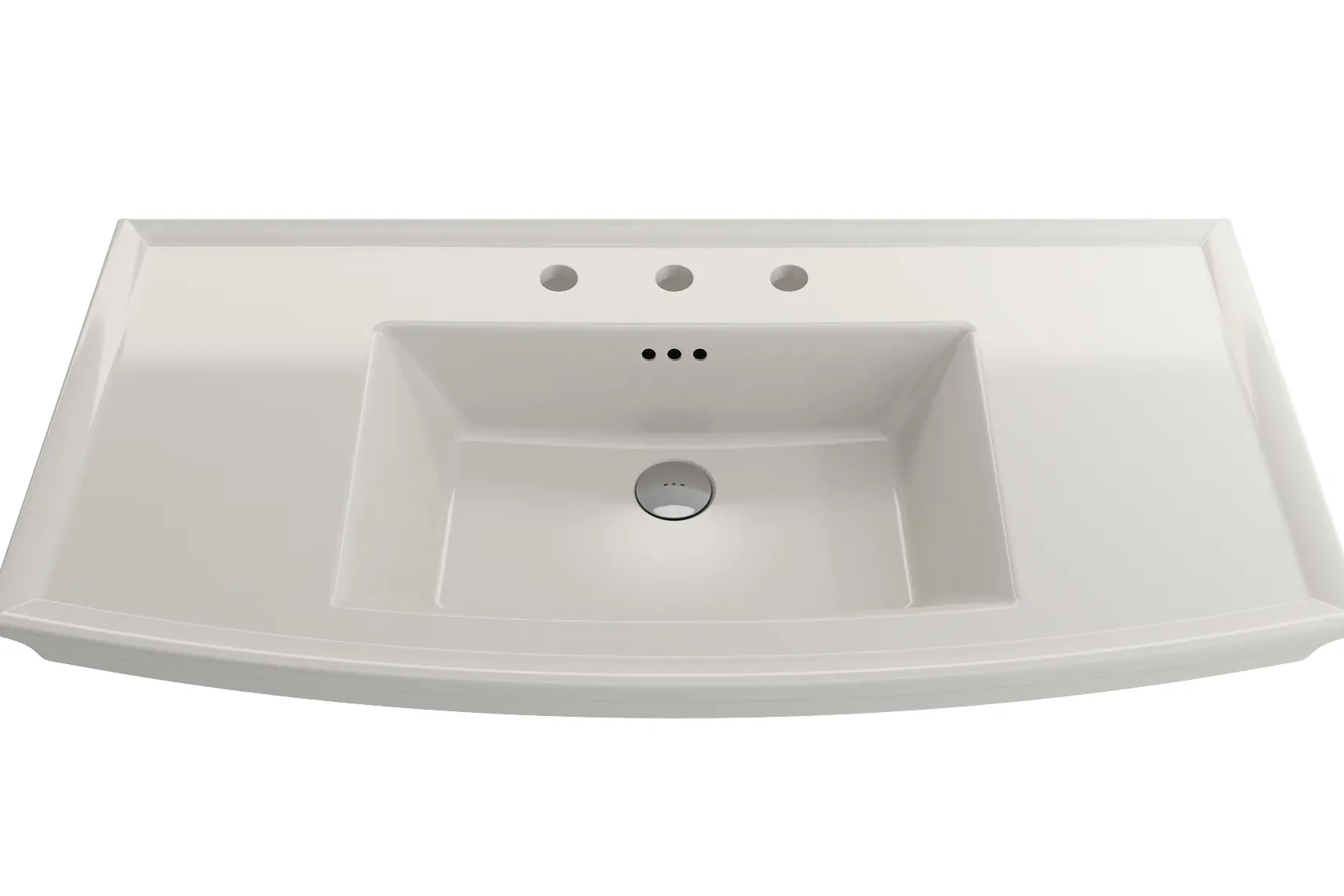 BOCCHI Lavita 40" Rectangle Wallmount Fireclay Bathroom Sink, Biscuit, 3 Faucet Hole, 1168-014-0127