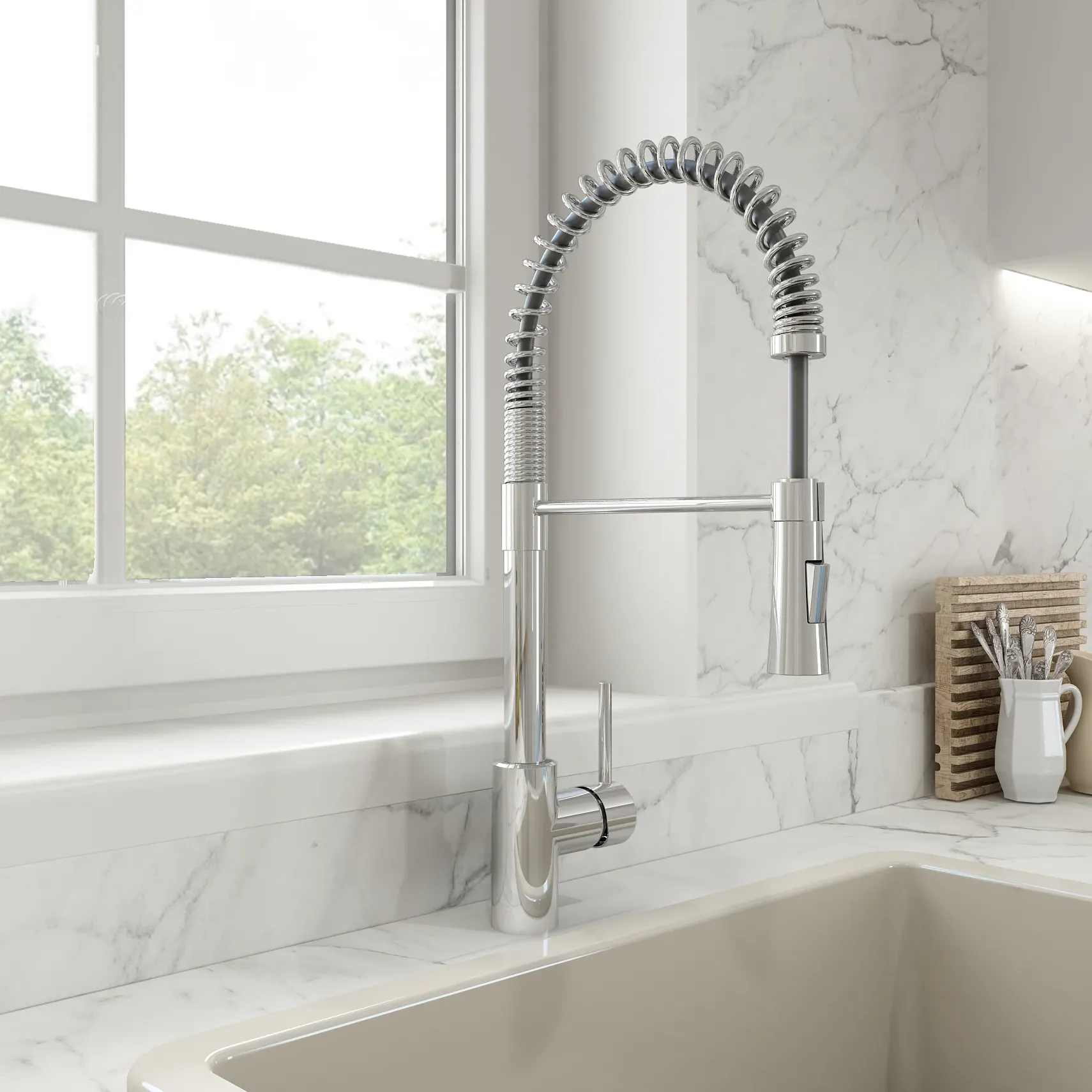 BOCCHI Livenza 1.75 GPM Brass Kitchen Faucet, Goose Neck, Chrome, 2020 0001 CH