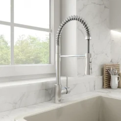 BOCCHI Livenza 1.75 GPM Brass Kitchen Faucet, Goose Neck, Stainless Steel, 2020 0001 SS