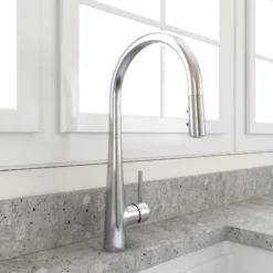 BOCCHI Lugano 1.75 GPM Brass Kitchen Faucet, Modern, Stainless Steel, 2025 0001 SS