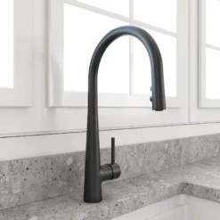 BOCCHI Lugano 1.75 GPM Brass Kitchen Faucet, Modern, Matte Black, 2025 0001 MB
