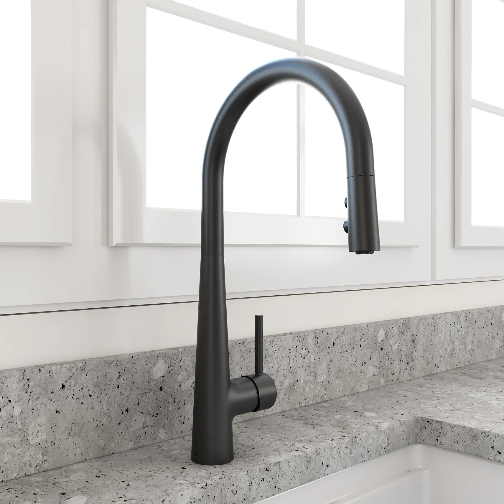 BOCCHI Lugano 1.75 GPM Brass Kitchen Faucet, Modern, Matte Black, 2025 0001 MB
