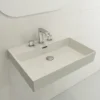 BOCCHI Milano 24" Rectangle Wallmount Fireclay Bathroom Sink, Biscuit, 3 Faucet Hole, 1376-014-0127