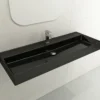 BOCCHI Milano 48" Rectangle Wallmount Fireclay Bathroom Sink, Black, Single Faucet Hole, 1394-005-0126