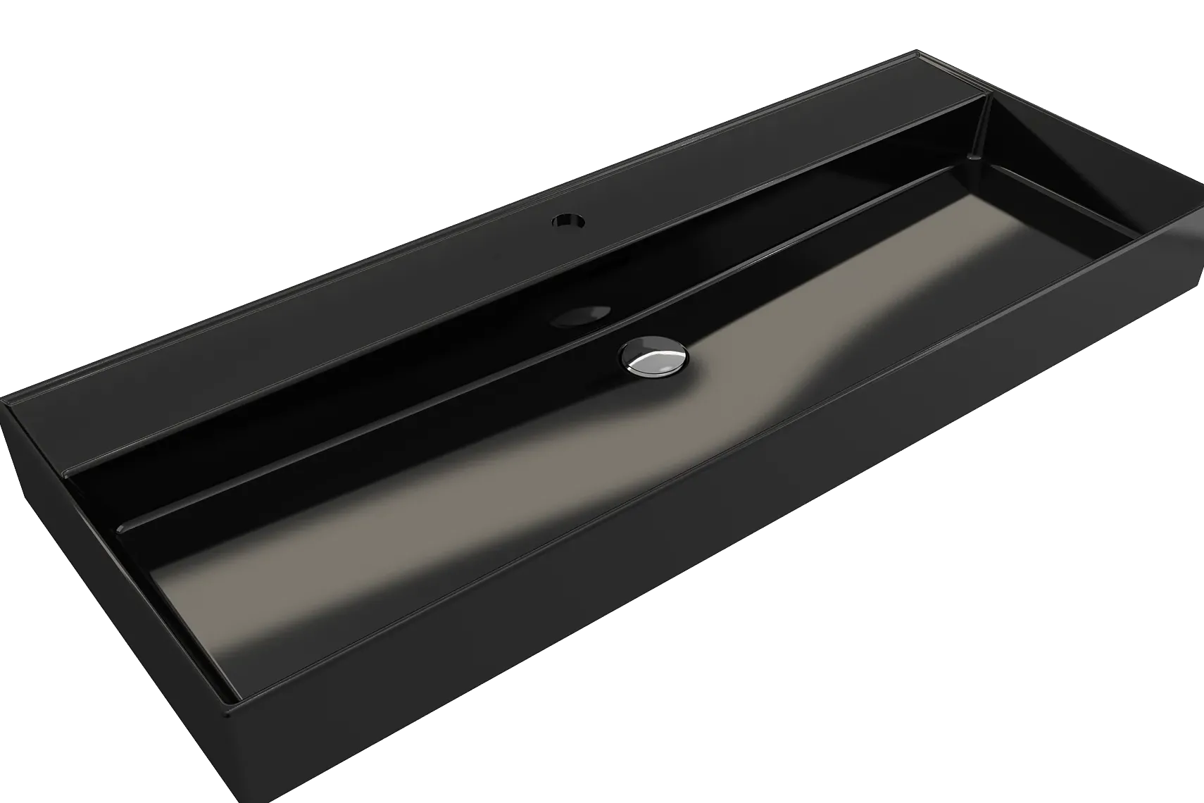 BOCCHI Milano 48" Rectangle Wallmount Fireclay Bathroom Sink, Black, Single Faucet Hole, 1394-005-0126