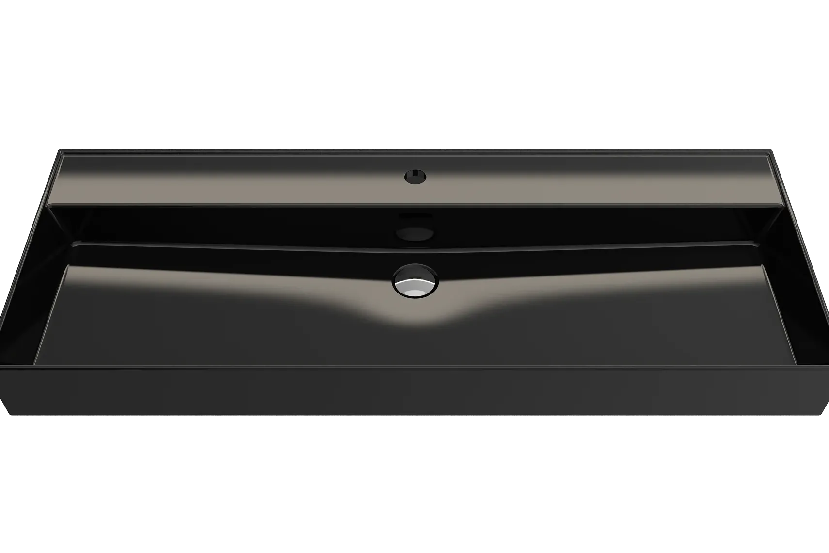 BOCCHI Milano 48" Rectangle Wallmount Fireclay Bathroom Sink, Black, Single Faucet Hole, 1394-005-0126