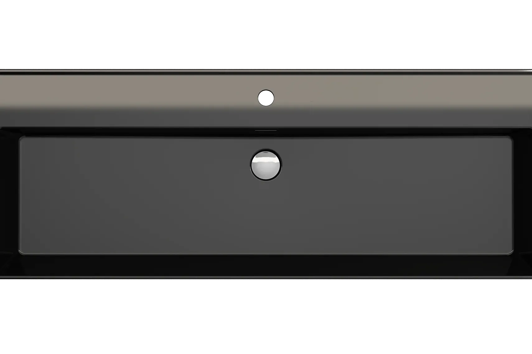 BOCCHI Milano 48" Rectangle Wallmount Fireclay Bathroom Sink, Black, Single Faucet Hole, 1394-005-0126
