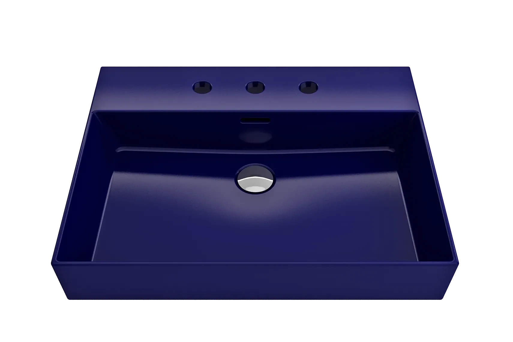 BOCCHI Milano 24" Rectangle Wallmount Fireclay Bathroom Sink, Sapphire Blue, 3 Faucet Hole, 1376-010-0127