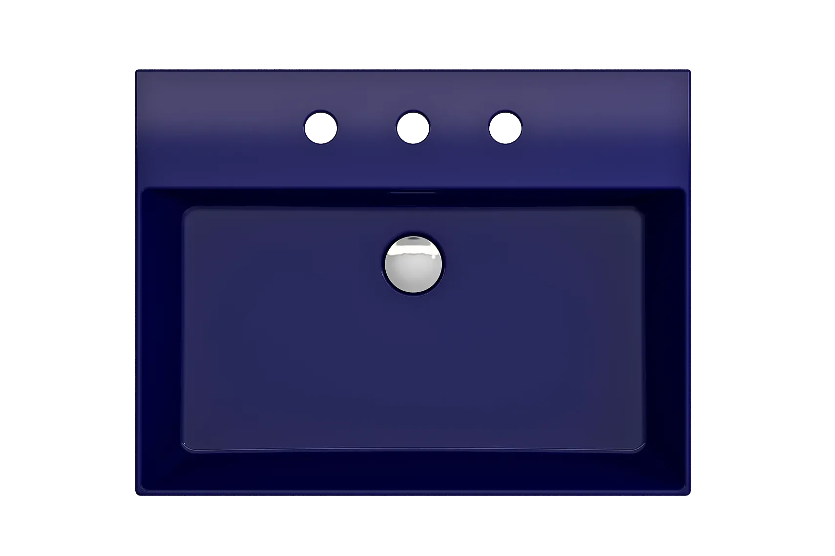 BOCCHI Milano 24" Rectangle Wallmount Fireclay Bathroom Sink, Sapphire Blue, 3 Faucet Hole, 1376-010-0127