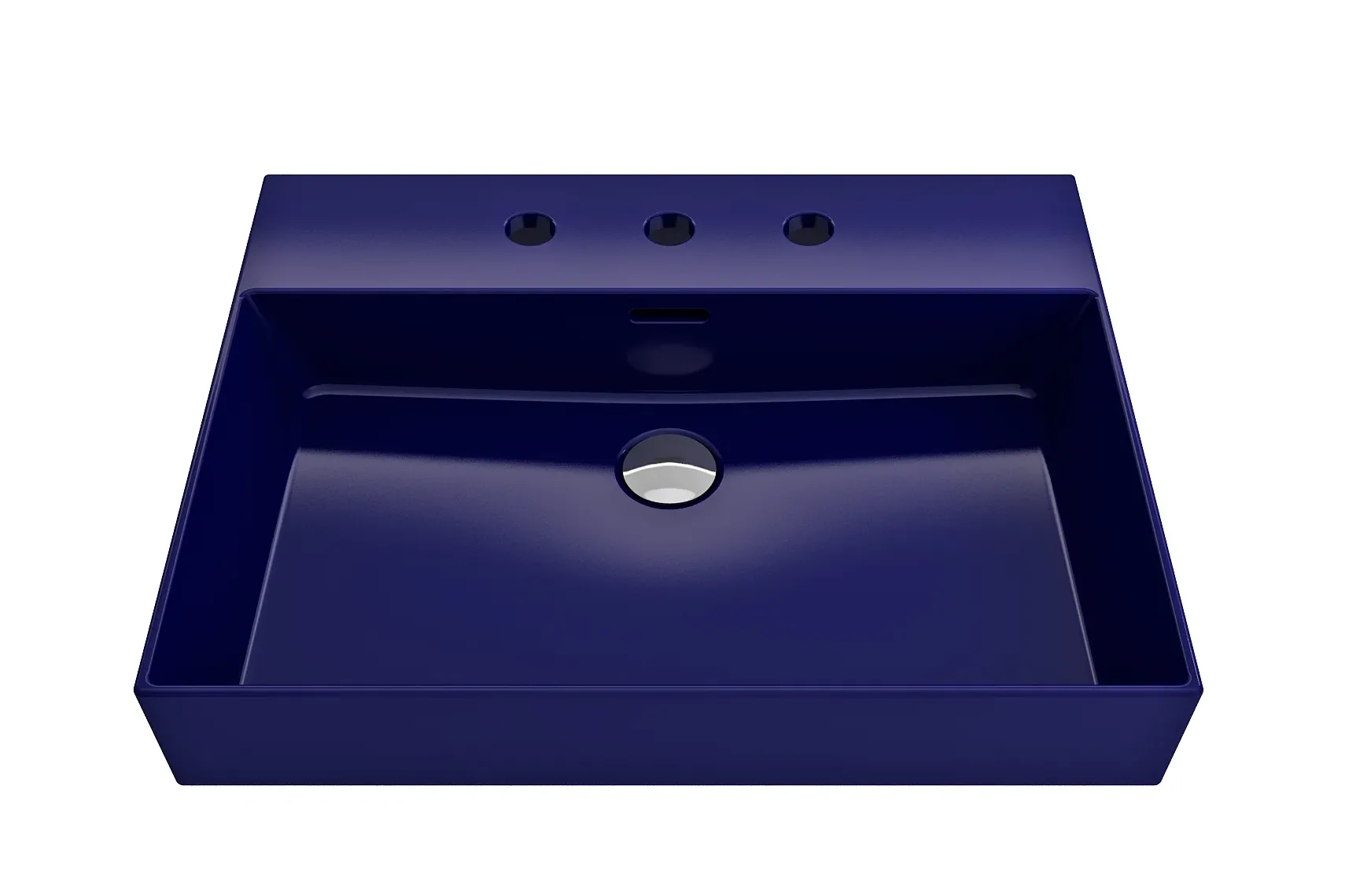 BOCCHI Milano 24" Rectangle Wallmount Fireclay Bathroom Sink, Sapphire Blue, 3 Faucet Hole, 1376-010-0127
