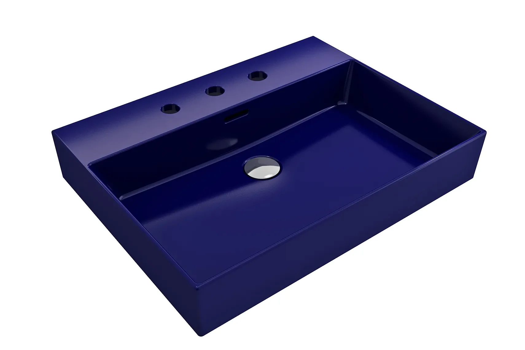BOCCHI Milano 24" Rectangle Wallmount Fireclay Bathroom Sink, Sapphire Blue, 3 Faucet Hole, 1376-010-0127